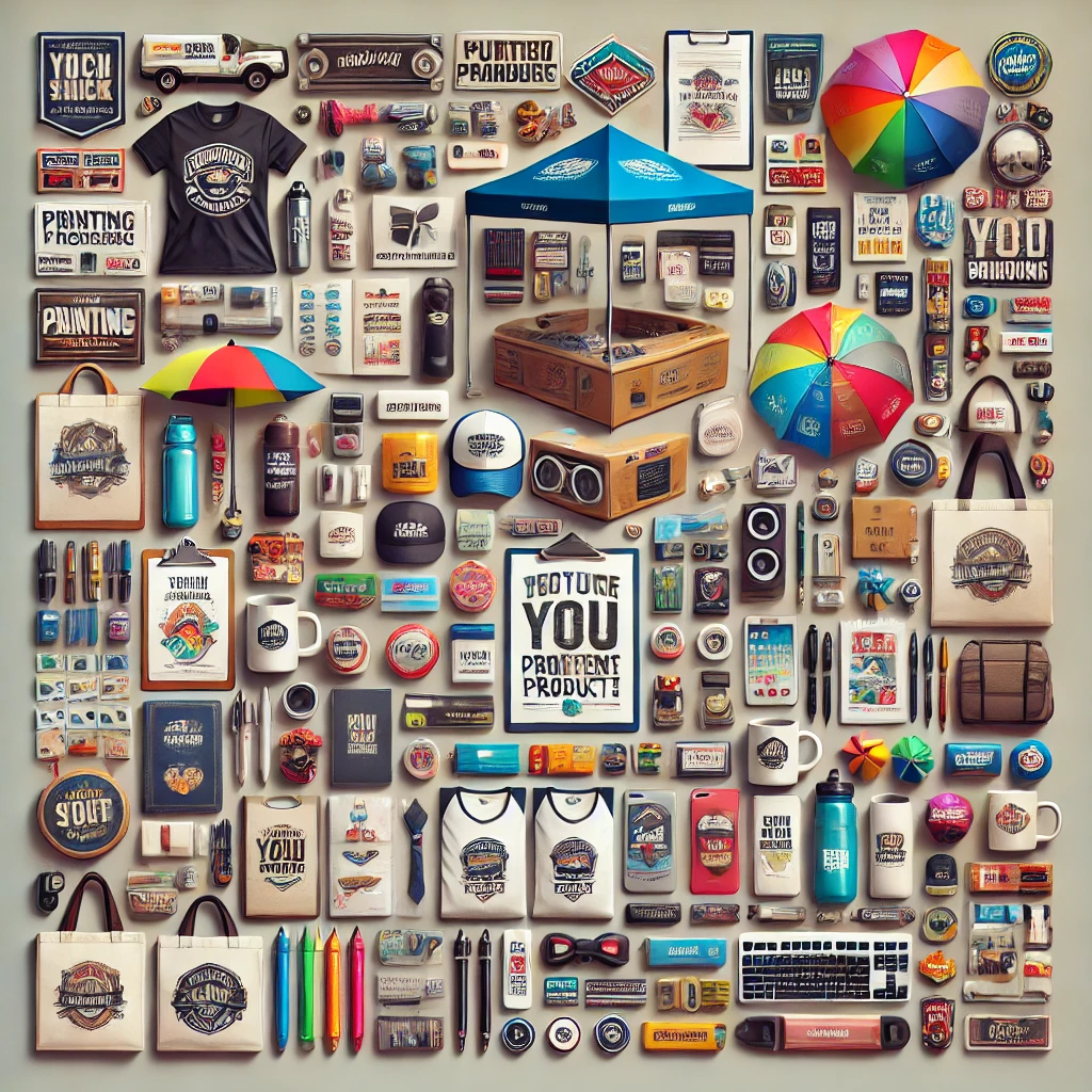 A-visually-engaging-image-displaying-a-large-assortment-of-unique-printing-and-promotional-products-arranged-creatively-for-a-blog-post